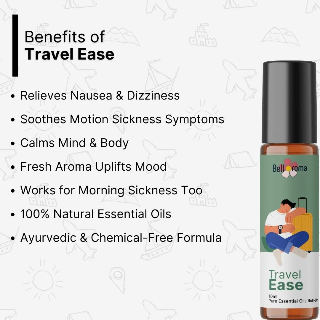 Travel Ease Roll-On | Natural Motion Sickness & Nausea Relief | For Car, Flight, Cruise & Morning Sickness - Dazze and blussh