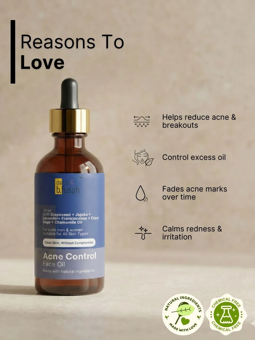 Acne Control Face Oil - Dazze and blussh