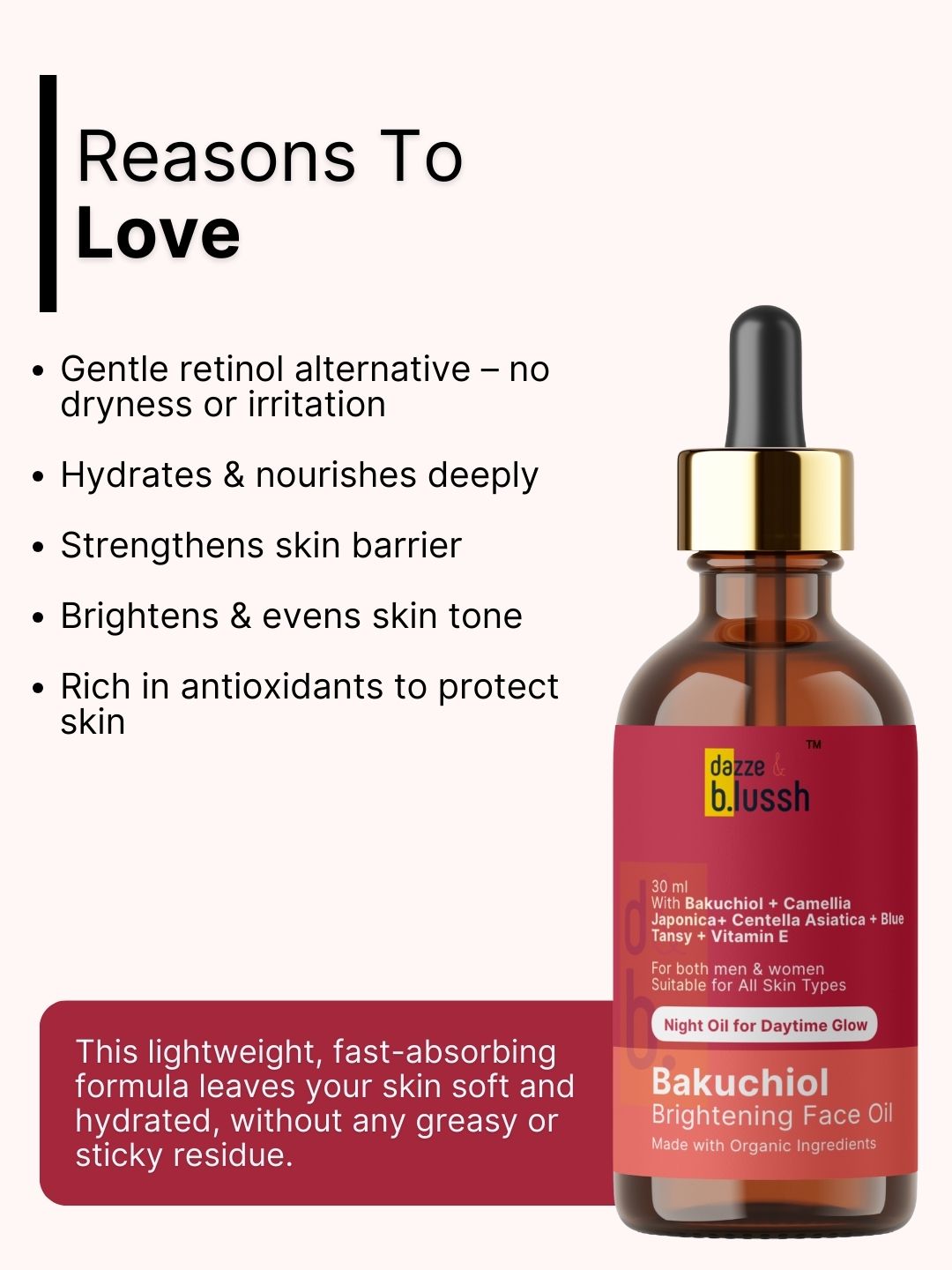Bakuchiol Brightening Face Oil - Dazze and blussh