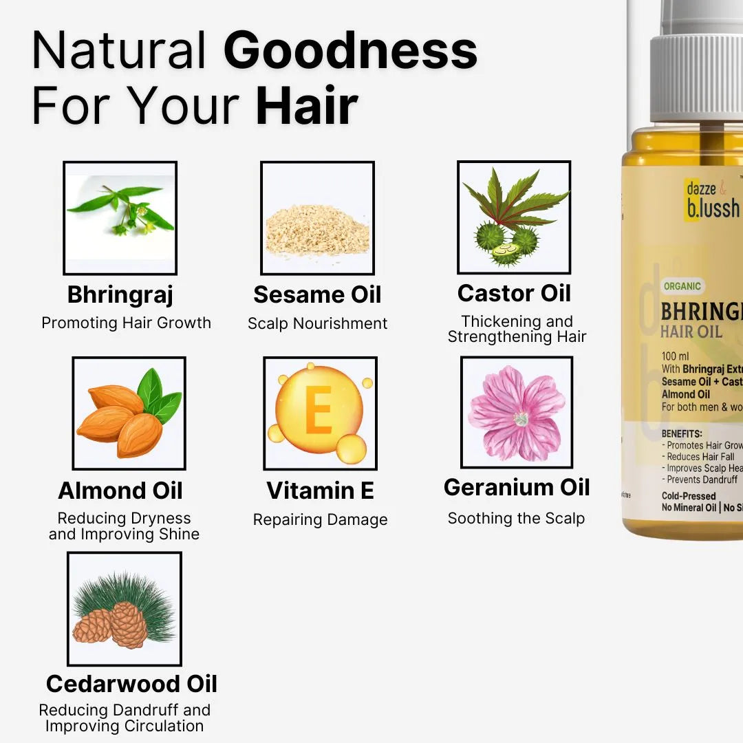 Bhringraj Hair Oil for Hair Growth & Scalp Nourishment - Dazze and blussh