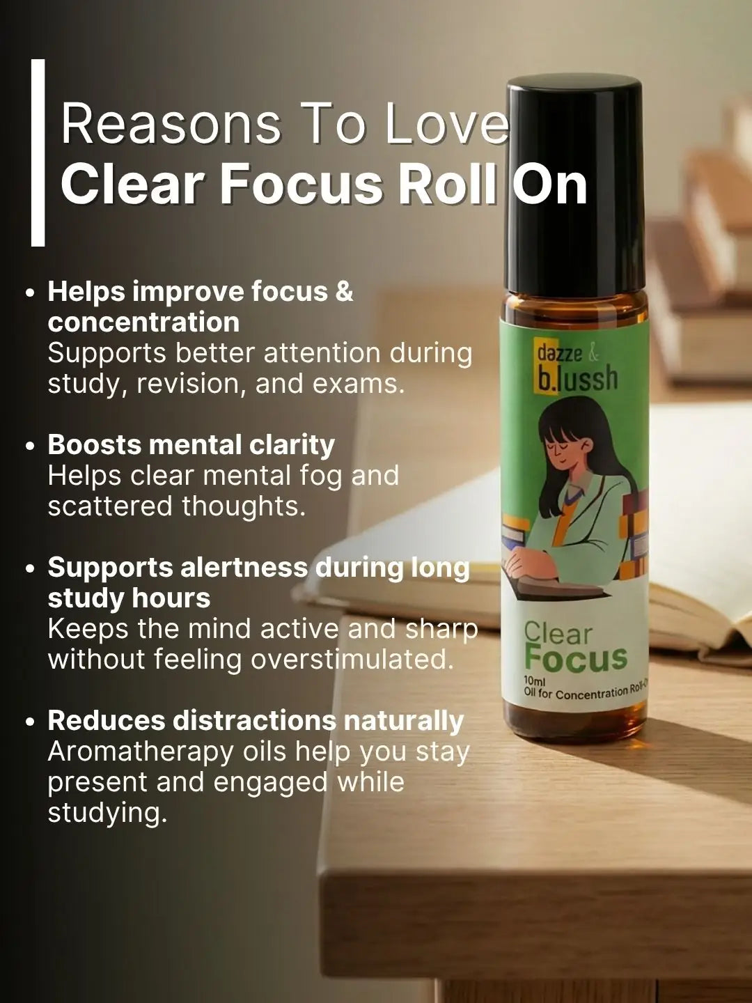 Exam Focus Combo – Study & Concentration Roll-On Duo (Stress Away + Clear Focus, 2×10 ml) - Dazze and blussh