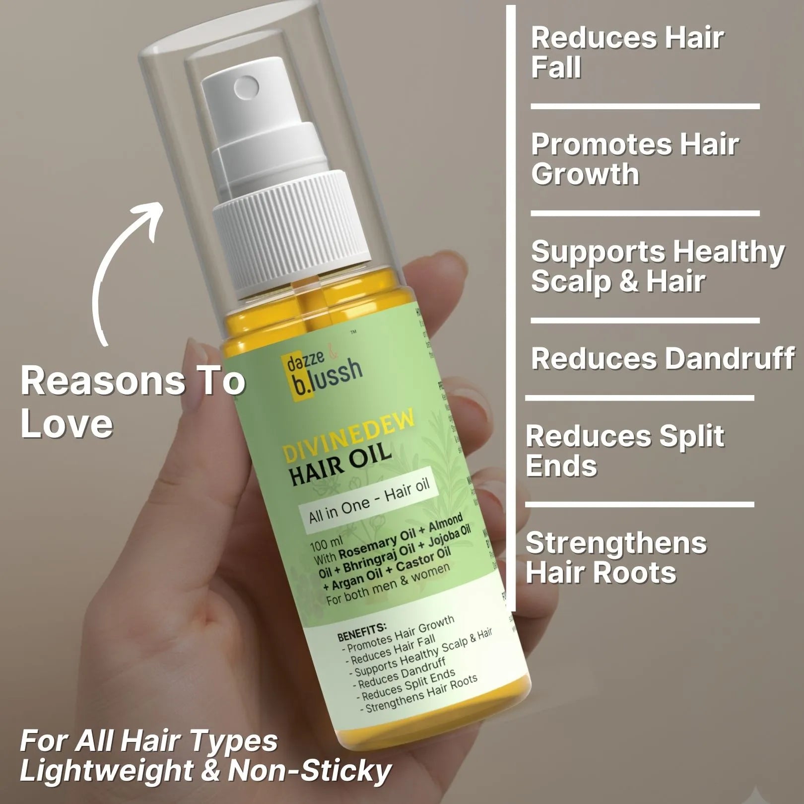 DivineDew Organic Hair Growth Oil - Reduces Hair Fall, Dandruff & Promotes Hair Growth - Dazze and blussh