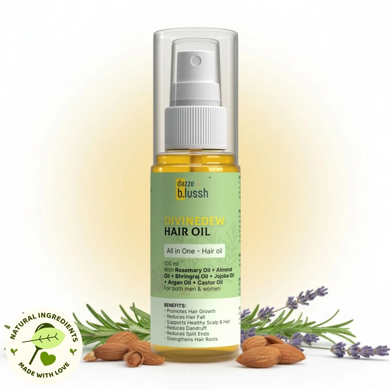 DivineDew Organic Hair Growth Oil - Reduces Hair Fall, Dandruff & Promotes Hair Growth - Dazze and blussh