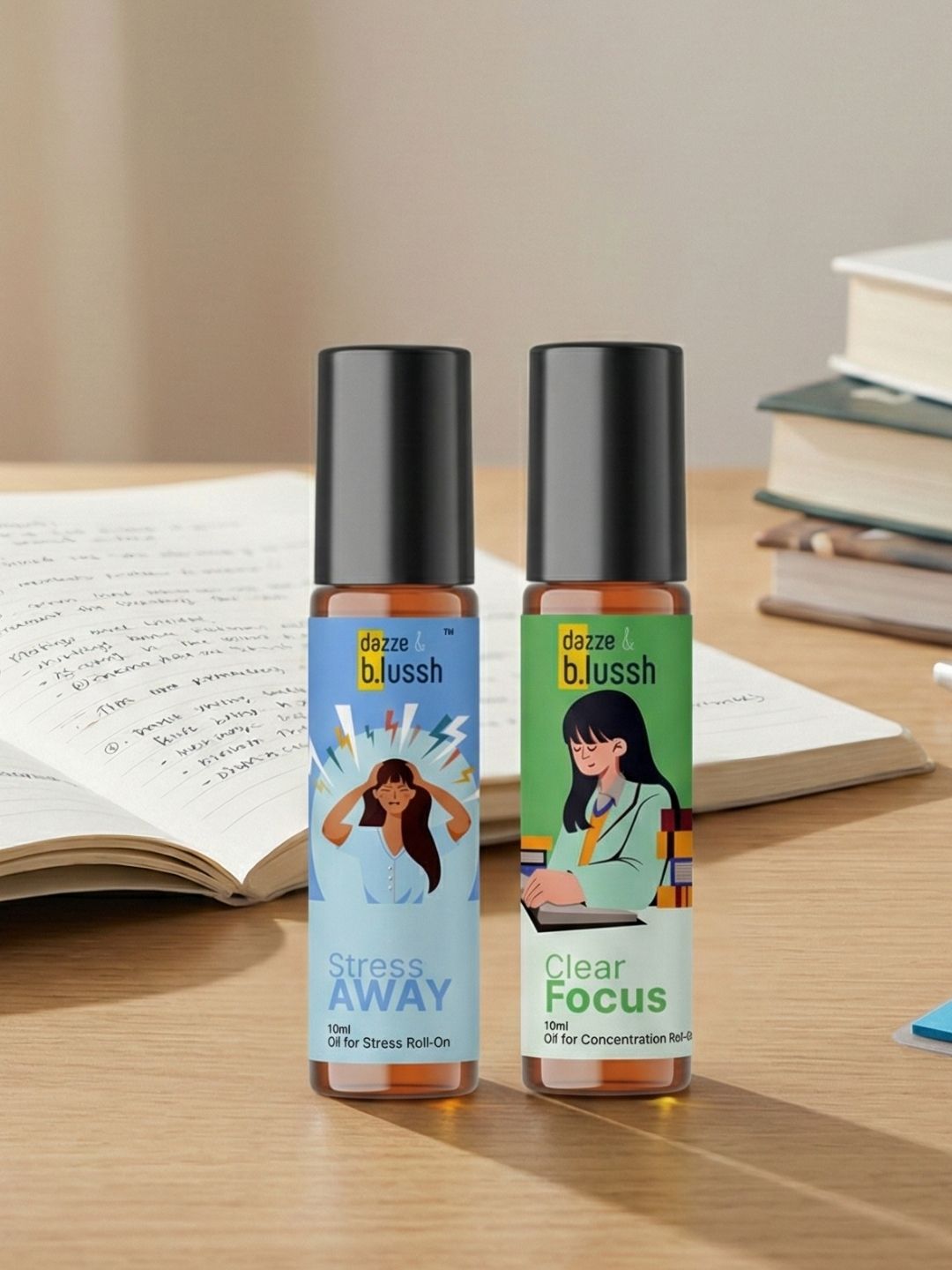 Exam Focus Combo – Stress Away + Clear Focus Roll-On (2 × 10 ml)