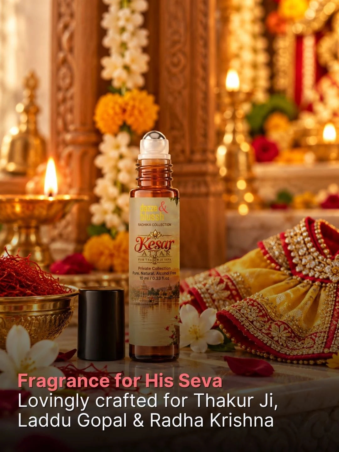 Attar for Thakur Ji Seva – Pure, Alcohol-Free Itra, 10 ml | Radhika Collection