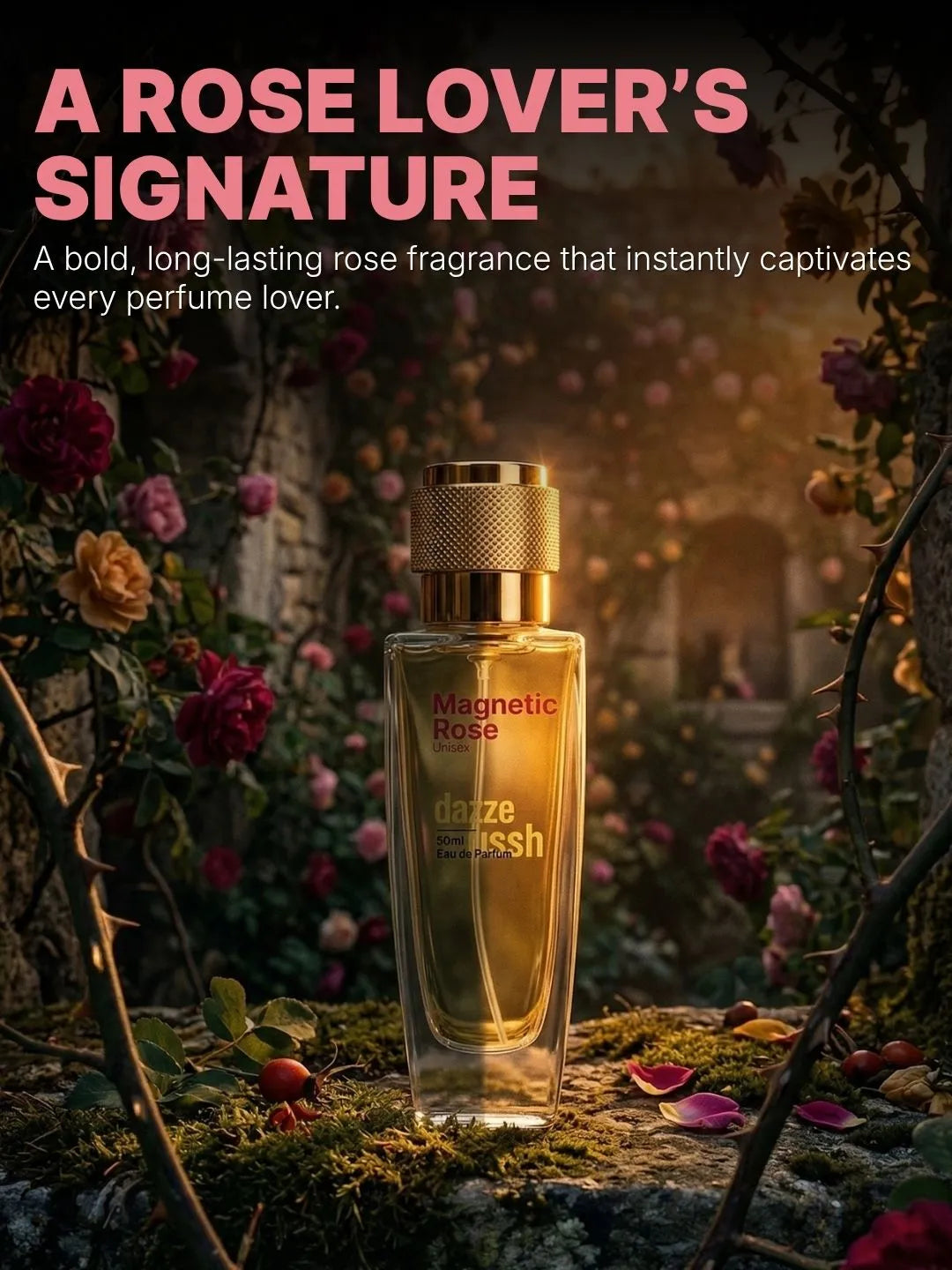 Magnetic Rose Eau de Parfum 50ml – Unisex Luxury Rose Perfume | Long Lasting | Inspired by Private Rose Garden - Dazze and blussh