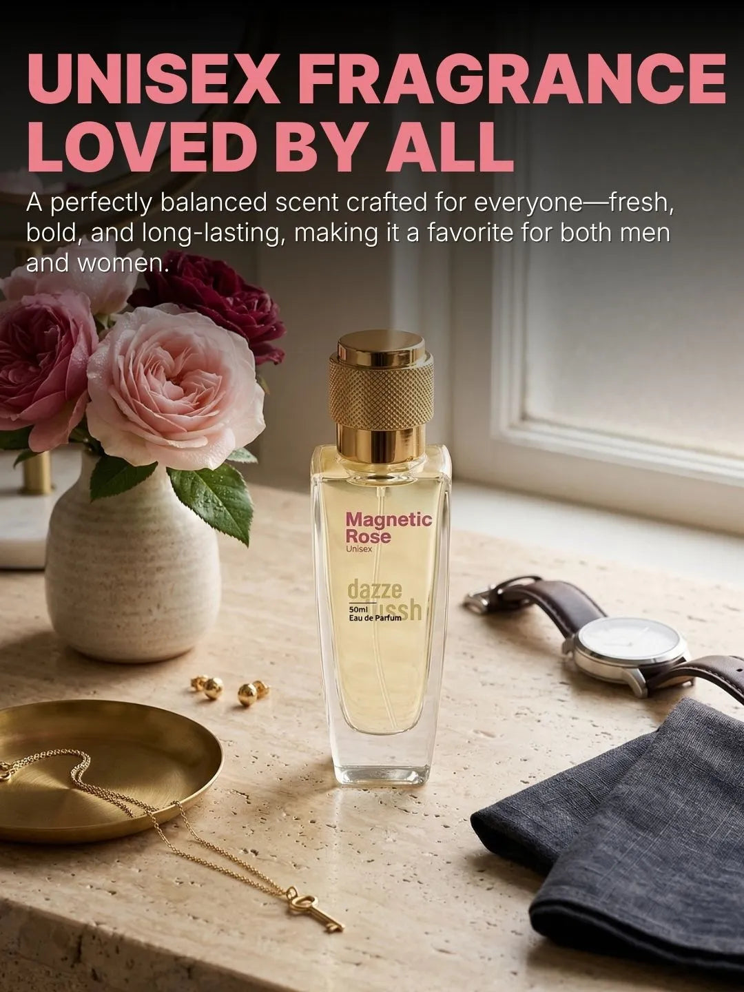 Magnetic Rose Eau de Parfum 50ml – Unisex Luxury Rose Perfume | Long Lasting | Inspired by Private Rose Garden - Dazze and blussh