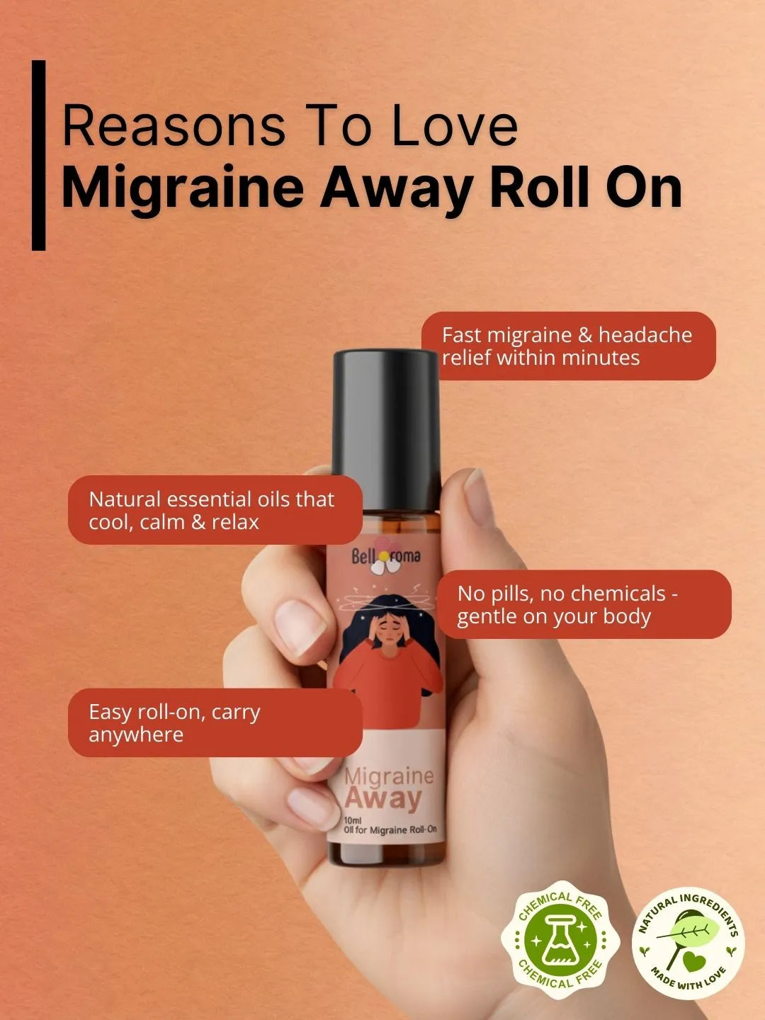 Migraine Roll On for Migraine & Headache Relief - 10ml