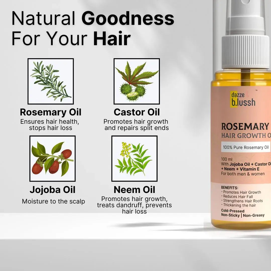Rosemary Hair Growth Oil Ingredients - Rosemary Hair Oil Ingredients - Dazze and blussh