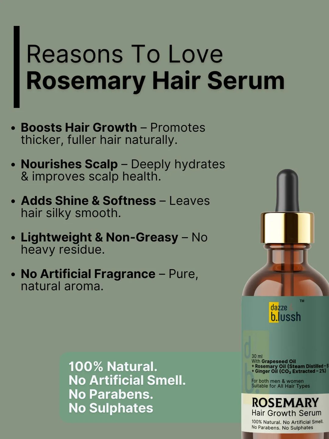 Rosemary Hair Oil & Rosemary Hair Serum Combo for Hair Growth, Hair Fall Control, Dandruff Care & Scalp Nourishment