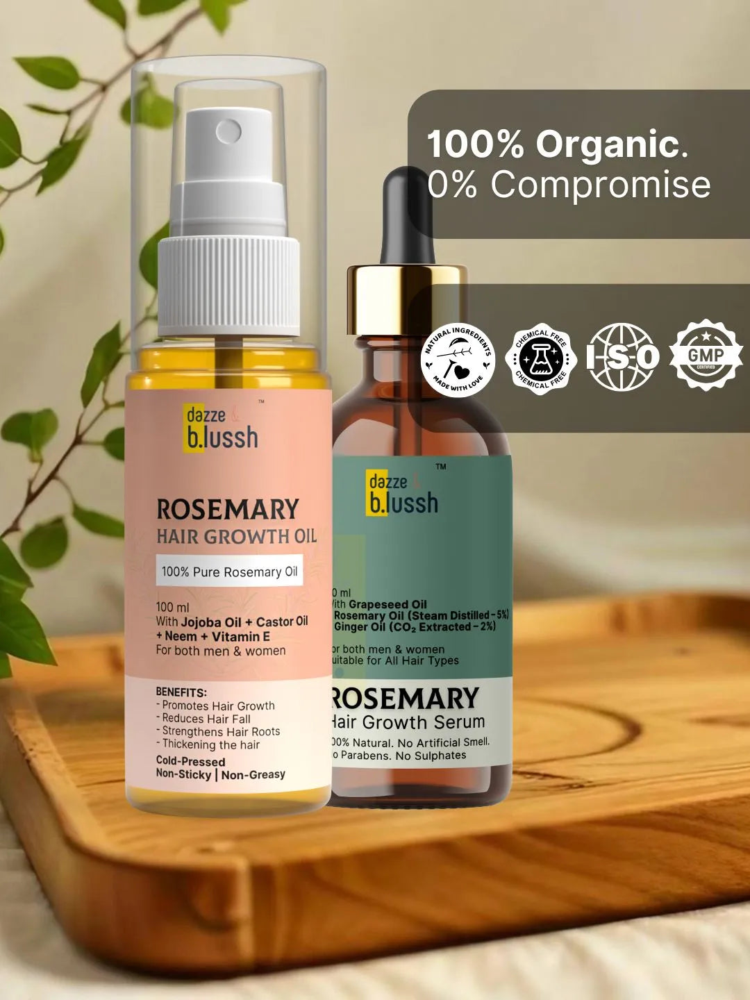 Rosemary Hair Oil & Rosemary Hair Serum Combo for Hair Growth, Hair Fall Control, Dandruff Care & Scalp Nourishment - Dazze and blussh
