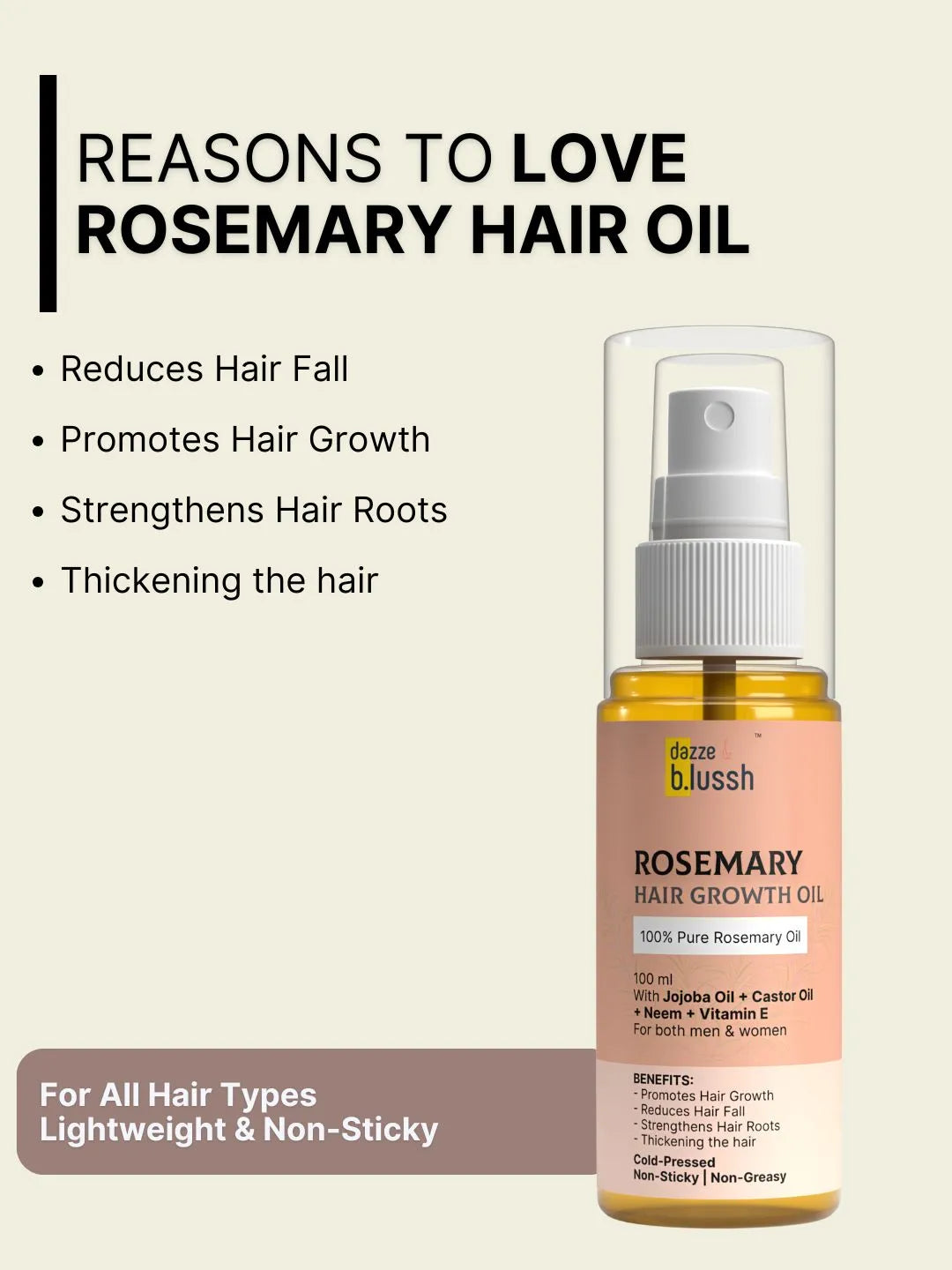Set of 2 – Pure Rosemary Hair Growth Oil + Hair Serum | Boosts Hair Growth, Reduces Hair Fall, Controls Frizz & Adds Shine